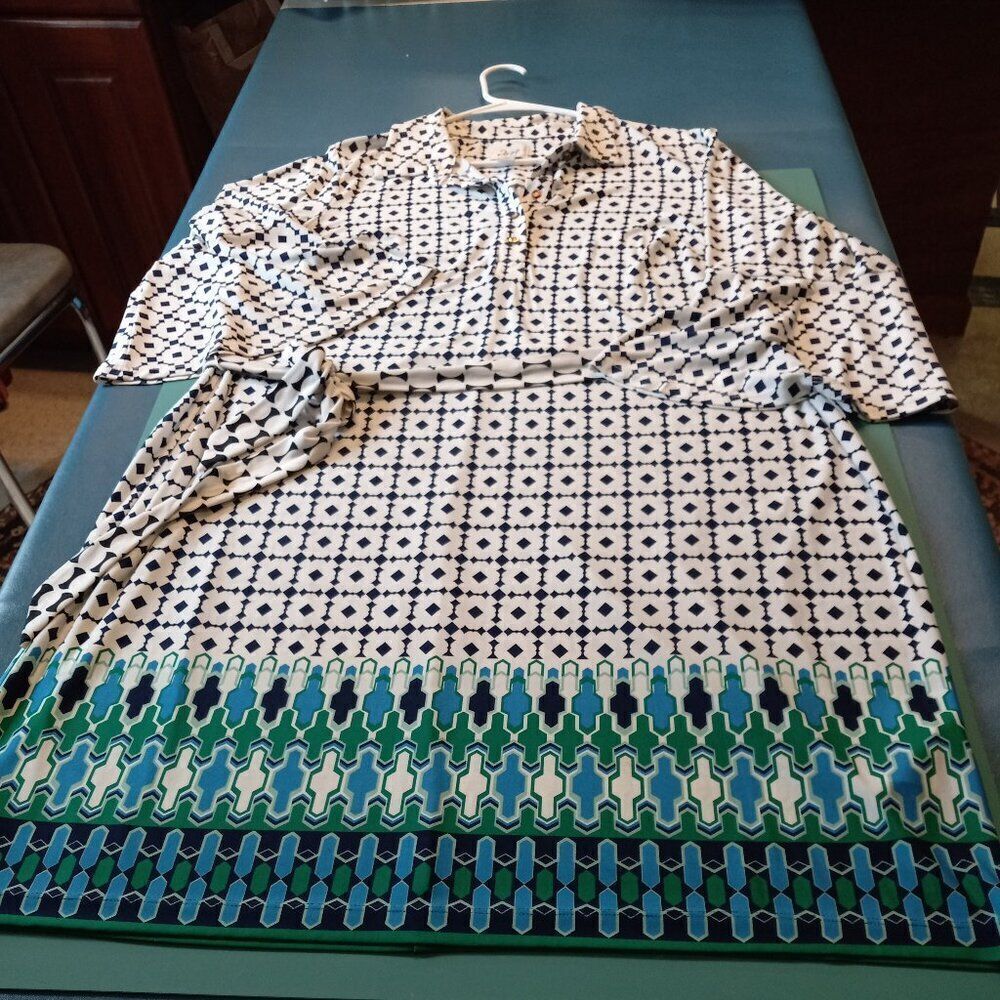 IM Collection Womens 18W Button Bodice Self belt Dress Cottagecore